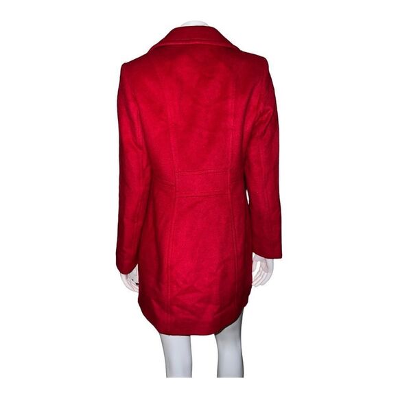 Anne Klein Womens Double-Breasted Peacoat Wool Blend Lychee Red Small NWT - Picture 3 of 9